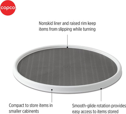 18 Inch Lazy Susan Turntable Organizer - Nonslip Rotating Cabinet Organizer for Kitchen Pantry, Under Sink, Countertop Storage, Rimmed Edge, Wipe Clean