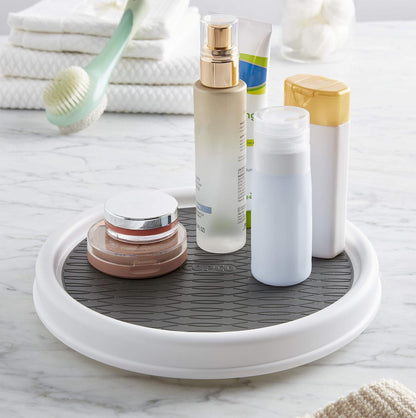18 Inch Lazy Susan Turntable Organizer - Nonslip Rotating Cabinet Organizer for Kitchen Pantry, Under Sink, Countertop Storage, Rimmed Edge, Wipe Clean