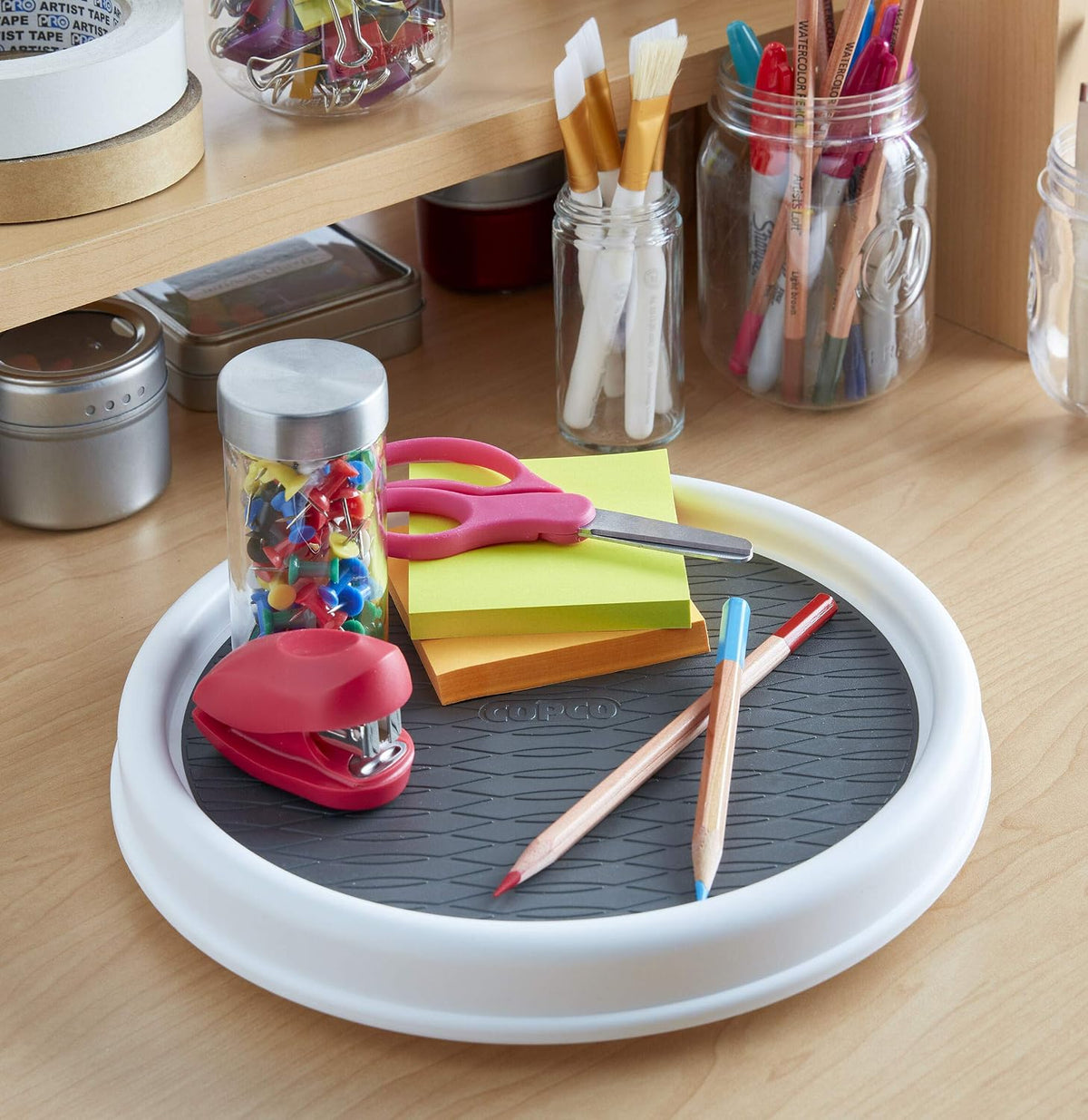 18 Inch Lazy Susan Turntable Organizer - Nonslip Rotating Cabinet Organizer for Kitchen Pantry, Under Sink, Countertop Storage, Rimmed Edge, Wipe Clean