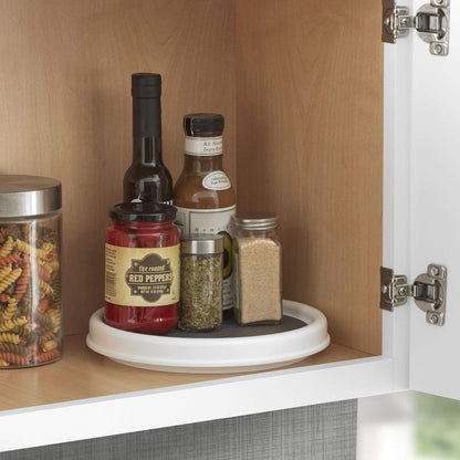18 Inch Lazy Susan Turntable Organizer - Nonslip Rotating Cabinet Organizer for Kitchen Pantry, Under Sink, Countertop Storage, Rimmed Edge, Wipe Clean