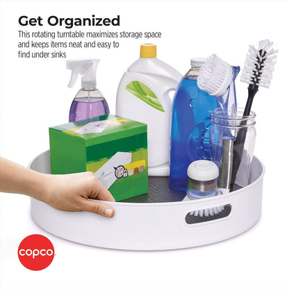 18 Inch Lazy Susan Turntable Organizer - Nonslip Rotating Cabinet Organizer for Kitchen Pantry, Under Sink, Countertop Storage, Rimmed Edge, Wipe Clean