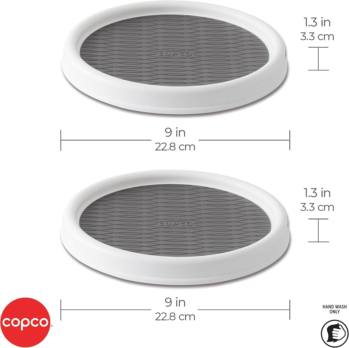 18 Inch Lazy Susan Turntable Organizer - Nonslip Rotating Cabinet Organizer for Kitchen Pantry, Under Sink, Countertop Storage, Rimmed Edge, Wipe Clean