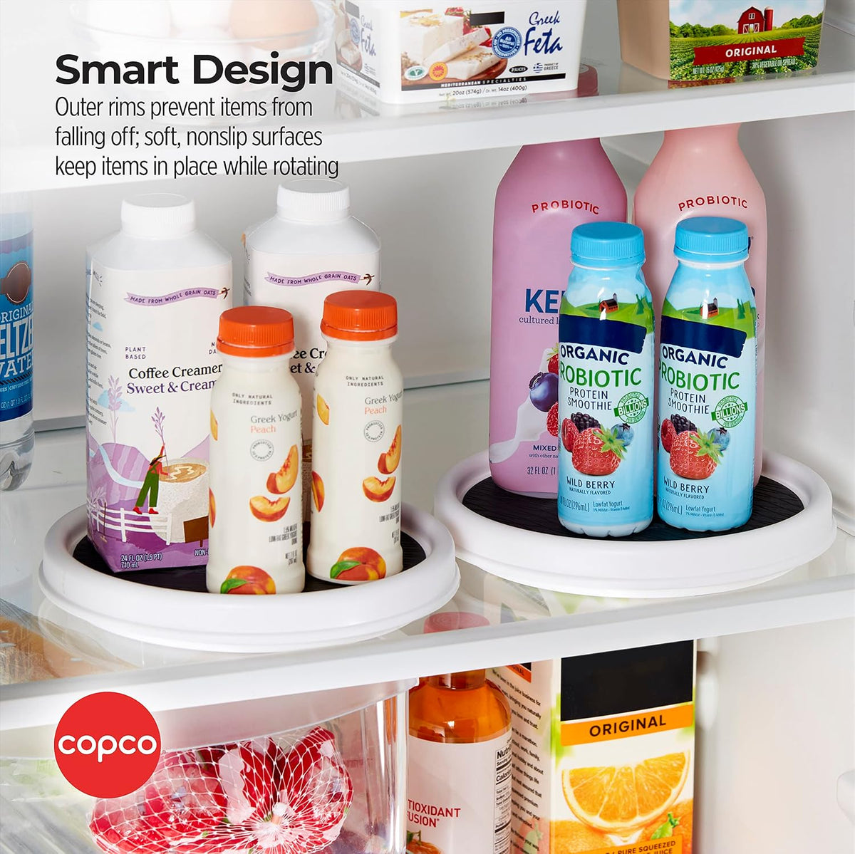 18 Inch Lazy Susan Turntable Organizer - Nonslip Rotating Cabinet Organizer for Kitchen Pantry, Under Sink, Countertop Storage, Rimmed Edge, Wipe Clean