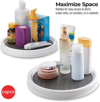 18 Inch Lazy Susan Turntable Organizer - Nonslip Rotating Cabinet Organizer for Kitchen Pantry, Under Sink, Countertop Storage, Rimmed Edge, Wipe Clean