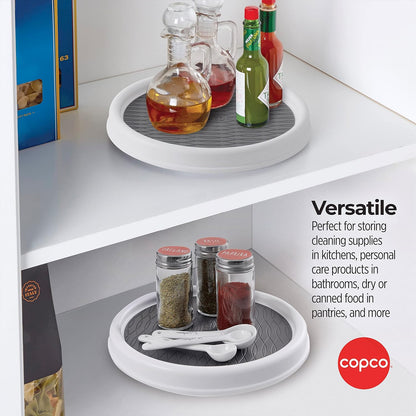 18 Inch Lazy Susan Turntable Organizer - Nonslip Rotating Cabinet Organizer for Kitchen Pantry, Under Sink, Countertop Storage, Rimmed Edge, Wipe Clean