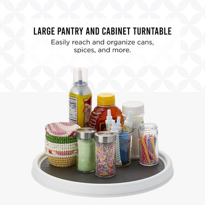 18 Inch Lazy Susan Turntable Organizer - Nonslip Rotating Cabinet Organizer for Kitchen Pantry, Under Sink, Countertop Storage, Rimmed Edge, Wipe Clean