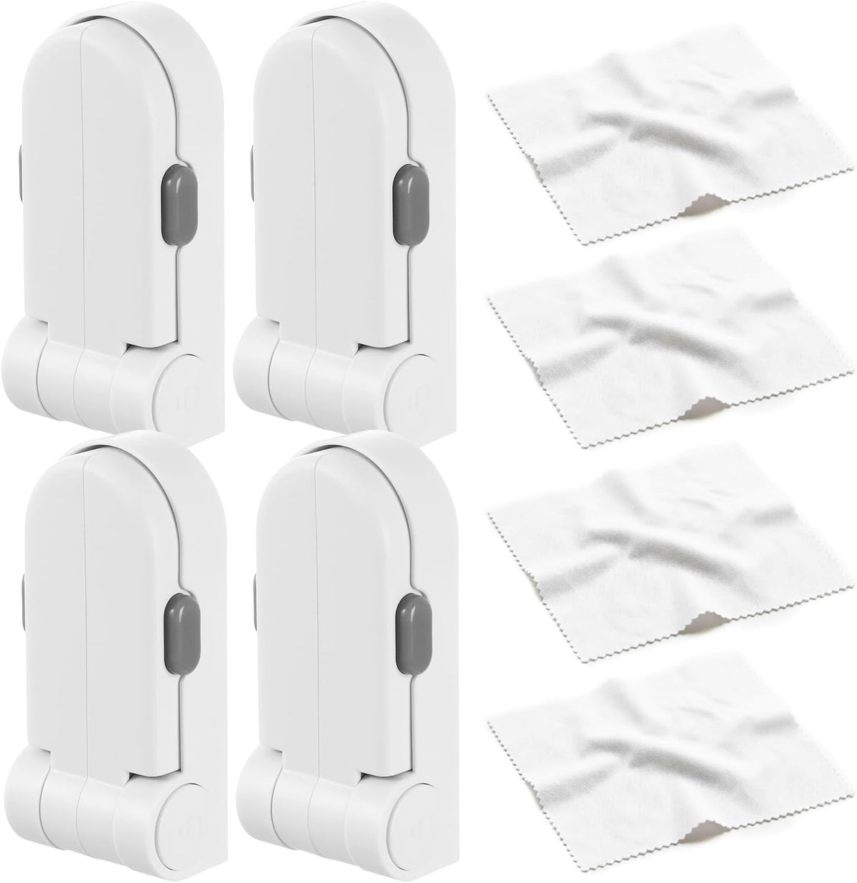 Childproof Door Lever Locks – Dual-Action Baby Safety Locks for French Doors, Ovens & Dryers, No-Drill Strong Adhesive, 180° Rotation, Minimalist White