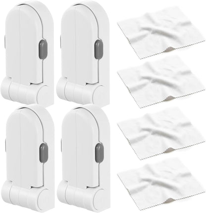 Childproof Door Lever Locks – Dual-Action Baby Safety Locks for French Doors, Ovens & Dryers, No-Drill Strong Adhesive, 180° Rotation, Minimalist White