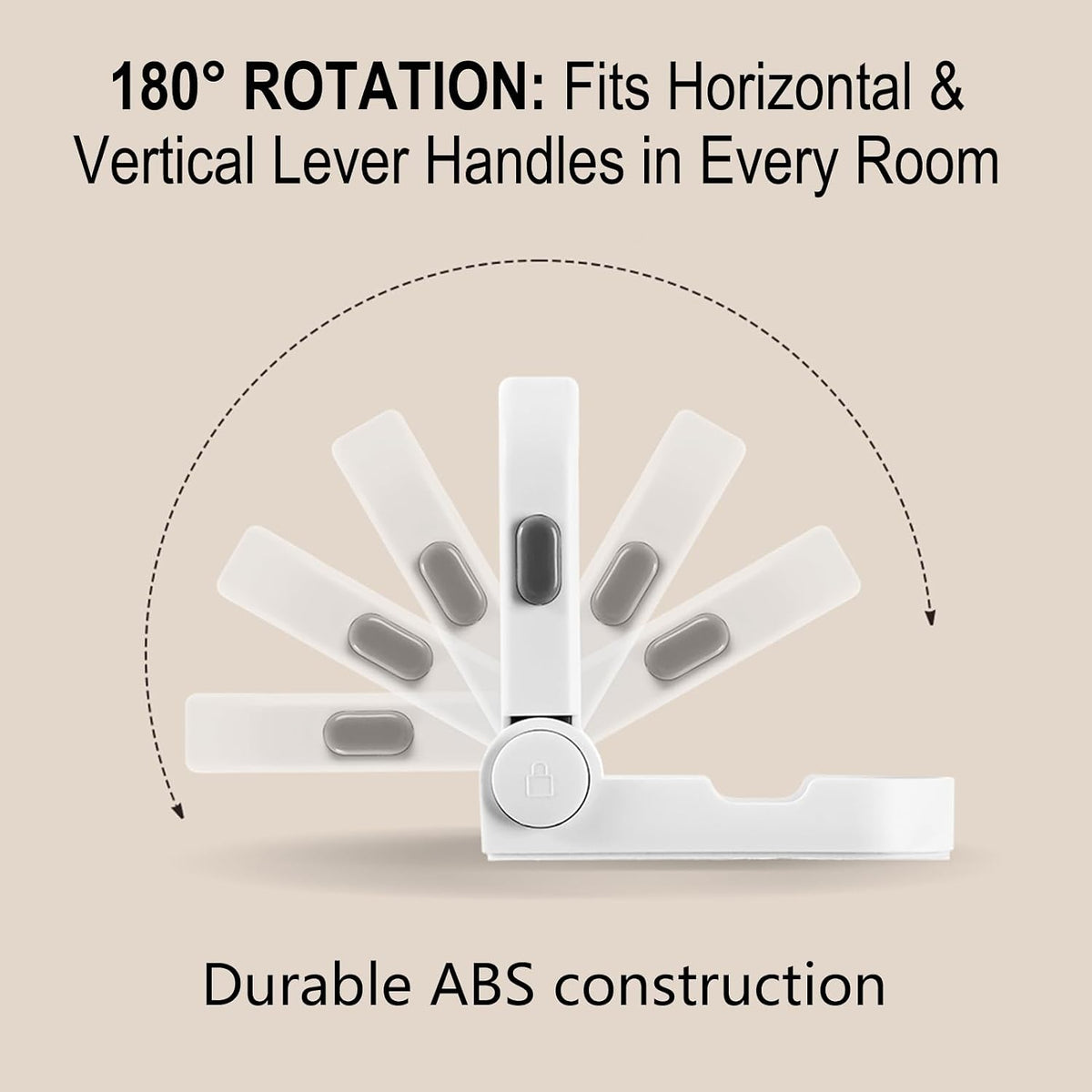 Childproof Door Lever Locks – Dual-Action Baby Safety Locks for French Doors, Ovens & Dryers, No-Drill Strong Adhesive, 180° Rotation, Minimalist White