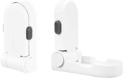 Childproof Door Lever Locks – Dual-Action Baby Safety Locks for French Doors, Ovens & Dryers, No-Drill Strong Adhesive, 180° Rotation, Minimalist White