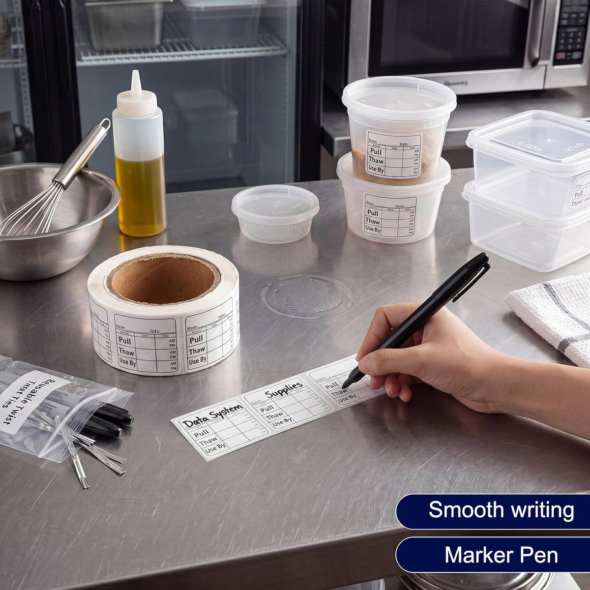 500 Pcs Poultry Freezer Labels Pull/Thaw/Use by Freezable Label, 2 x 2 Inch Freezer Labels Food Date Stickers for Restaurant Kitchen Storage Compliance, Black Imprint