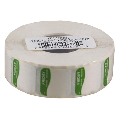 I132152 Day of The Week 3/4" Square Dissolvable Labels, Monday-Sunday, Label Dispenser Included (7,000 Labels)