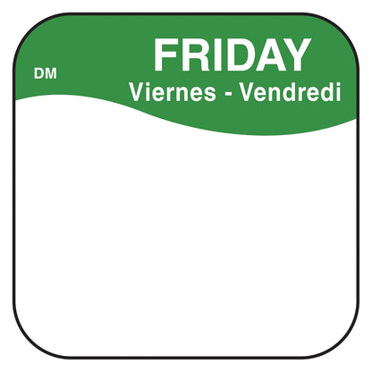 I132152 Day of The Week 3/4" Square Dissolvable Labels, Monday-Sunday, Label Dispenser Included (7,000 Labels)