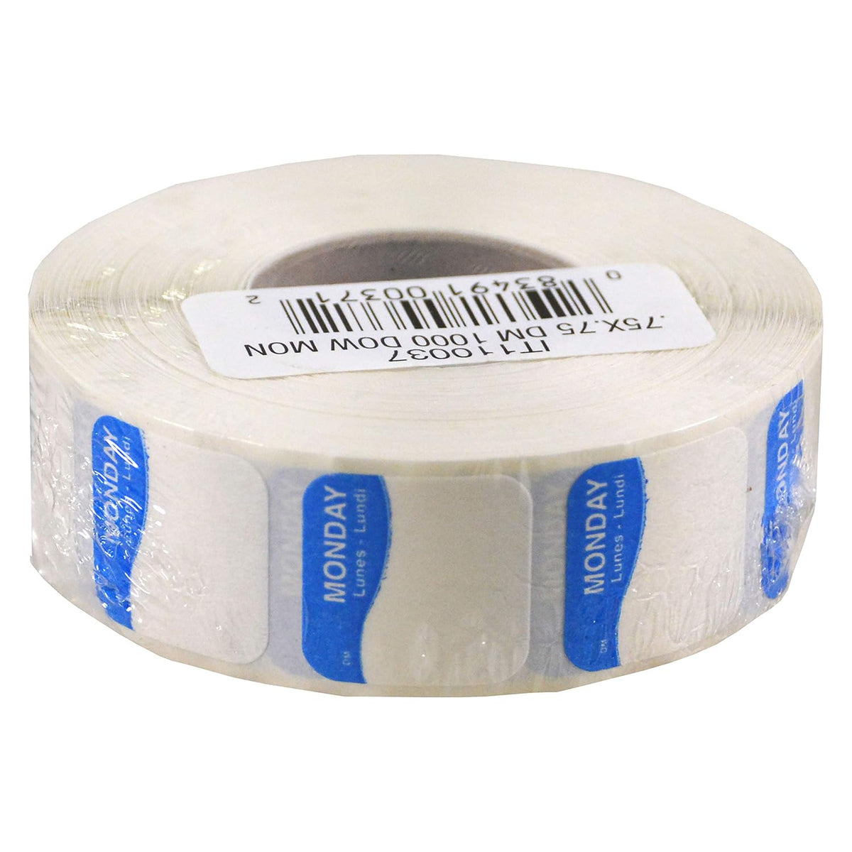 I132152 Day of The Week 3/4" Square Dissolvable Labels, Monday-Sunday, Label Dispenser Included (7,000 Labels)