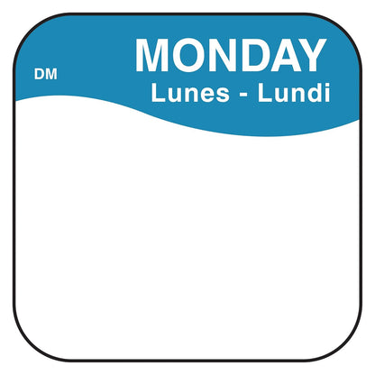 I132152 Day of The Week 3/4" Square Dissolvable Labels, Monday-Sunday, Label Dispenser Included (7,000 Labels)