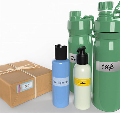 320-Pack Clear Waterproof Name Labels with Marker - Durable, Washable, Sticky Adhesive Labels for Container, Water Bottles, Drinks Cups, Books and Supplies, Toiletries, Workplace, Household