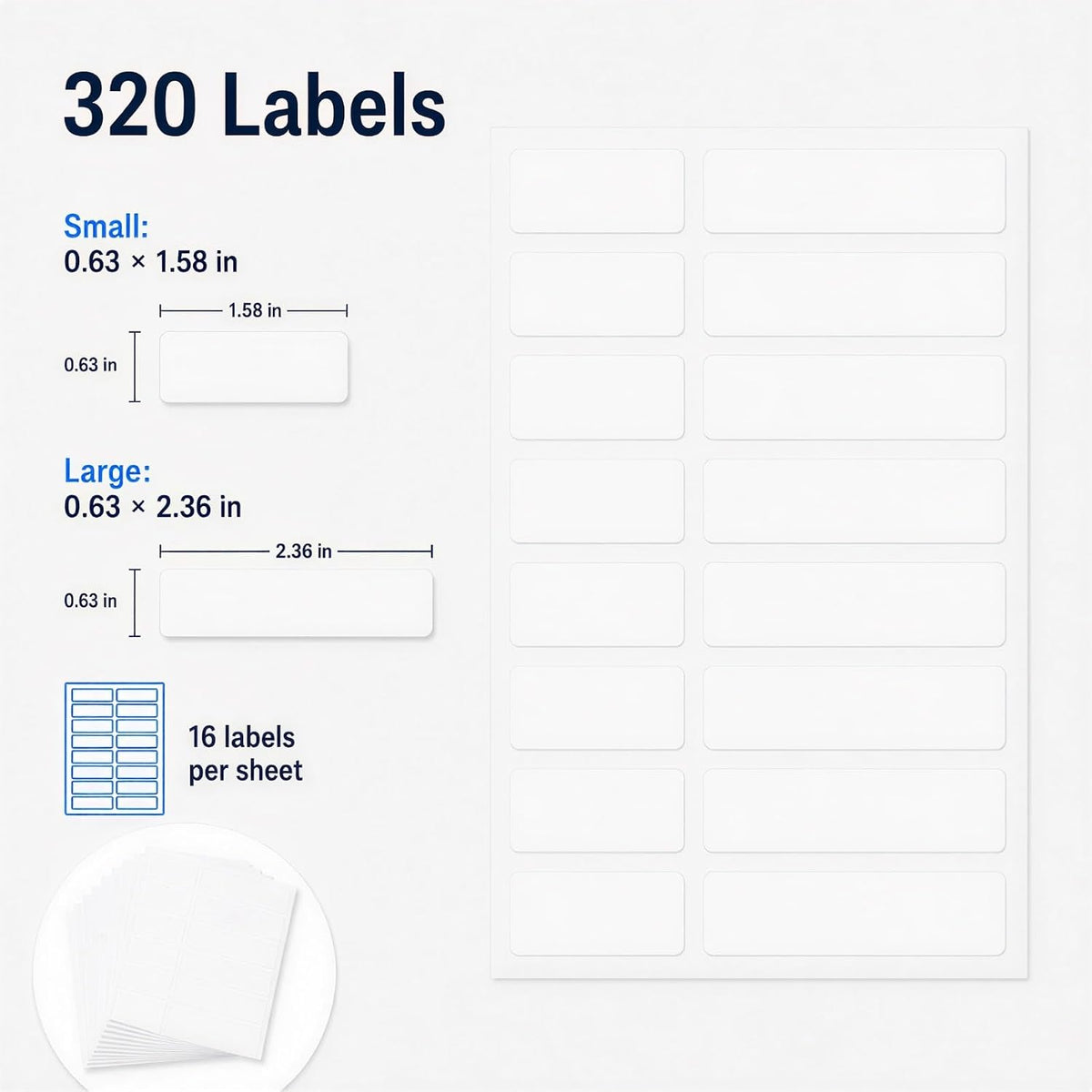320-Pack Clear Waterproof Name Labels with Marker - Durable, Washable, Sticky Adhesive Labels for Container, Water Bottles, Drinks Cups, Books and Supplies, Toiletries, Workplace, Household