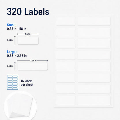 320-Pack Clear Waterproof Name Labels with Marker - Durable, Washable, Sticky Adhesive Labels for Container, Water Bottles, Drinks Cups, Books and Supplies, Toiletries, Workplace, Household