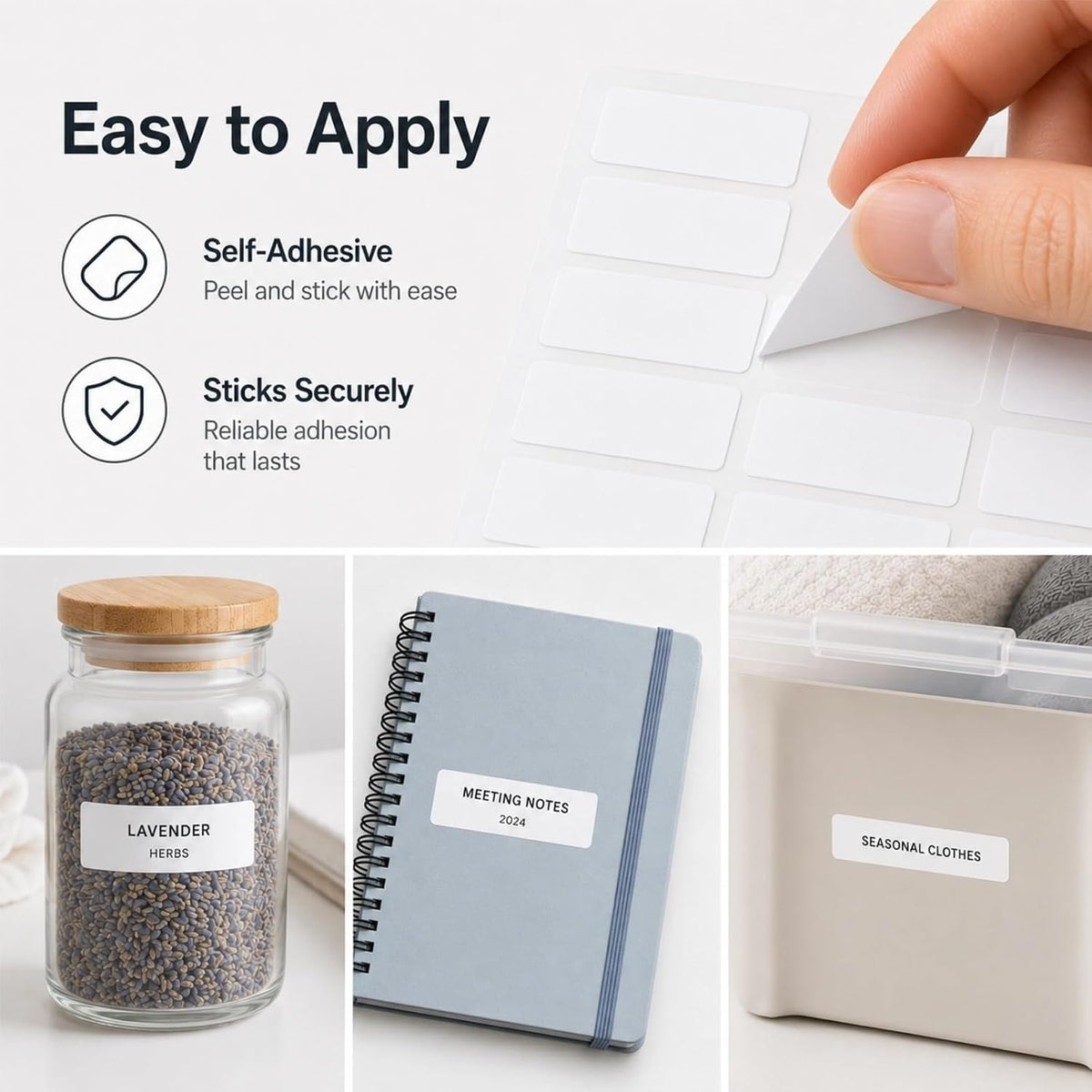 320-Pack Clear Waterproof Name Labels with Marker - Durable, Washable, Sticky Adhesive Labels for Container, Water Bottles, Drinks Cups, Books and Supplies, Toiletries, Workplace, Household