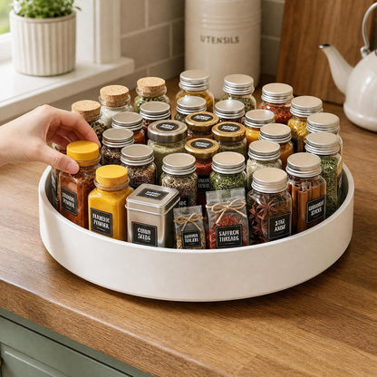 11.8" Lazy Susan for Refrigerator, Lazy Susan Spice Rack | 360° Rotating, Non-Slip Base, 2in Raised Edge, for Kitchen, Pantry & Refrigerator