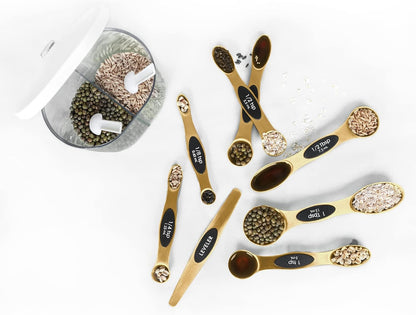 Magnetic Measuring Spoons Set Stainless Steel with Leveler, Stackable Metal Tablespoon Measure Spoon for Baking, Measuring Cups and Spoon Set Kitchen Gadgets Apartment Essentials Fits