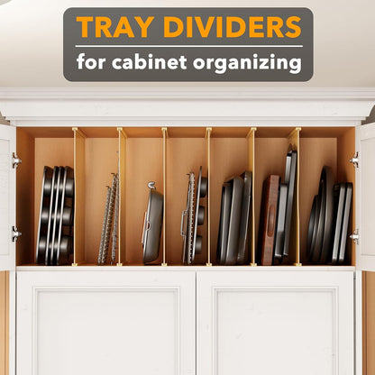 Tray Dividers for Cabinets, Pressboard Kitchen Cookie Baking Sheet Organizer for Cabinet, Vertical Pan and Trays Organizers for Pantry Storage