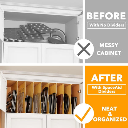 Tray Dividers for Cabinets, Pressboard Kitchen Cookie Baking Sheet Organizer for Cabinet, Vertical Pan and Trays Organizers for Pantry Storage