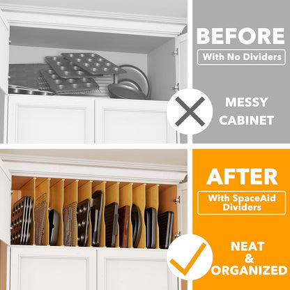Tray Dividers for Cabinets, Pressboard Kitchen Cookie Baking Sheet Organizer for Cabinet, Vertical Pan and Trays Organizers for Pantry Storage