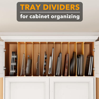 Tray Dividers for Cabinets, Pressboard Kitchen Cookie Baking Sheet Organizer for Cabinet, Vertical Pan and Trays Organizers for Pantry Storage