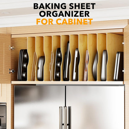 Tray Dividers for Cabinets, Pressboard Kitchen Cookie Baking Sheet Organizer for Cabinet, Vertical Pan and Trays Organizers for Pantry Storage