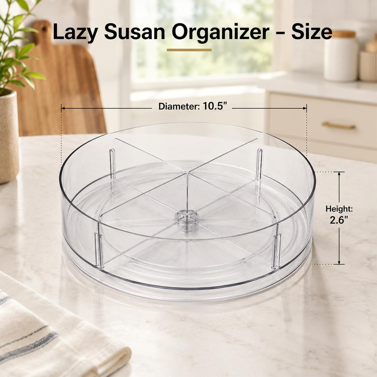 Lazy Susan Organizer, 10.5 Inch Turntable Organizer with Non-Skid Base, Lazy Susan Organizer for Cabinet, Kitchen Countertop, Pantry, Refrigerator and Bathroom Storage (11.5)