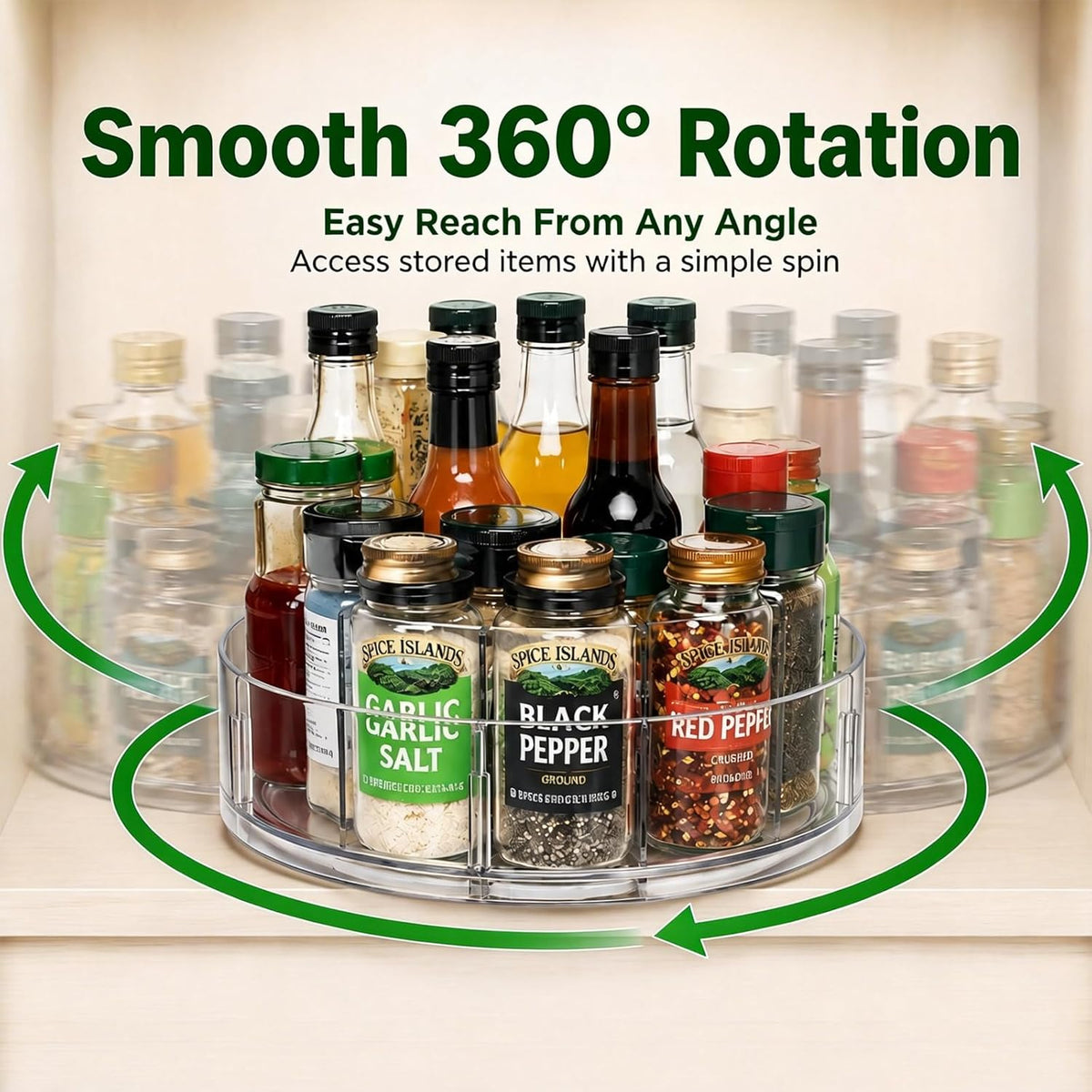 Lazy Susan Organizer, 10.5 Inch Turntable Organizer with Non-Skid Base, Lazy Susan Organizer for Cabinet, Kitchen Countertop, Pantry, Refrigerator and Bathroom Storage (11.5)