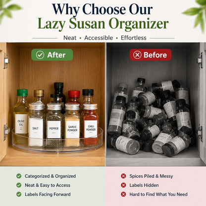 Lazy Susan Organizer, 10.5 Inch Turntable Organizer with Non-Skid Base, Lazy Susan Organizer for Cabinet, Kitchen Countertop, Pantry, Refrigerator and Bathroom Storage (11.5)