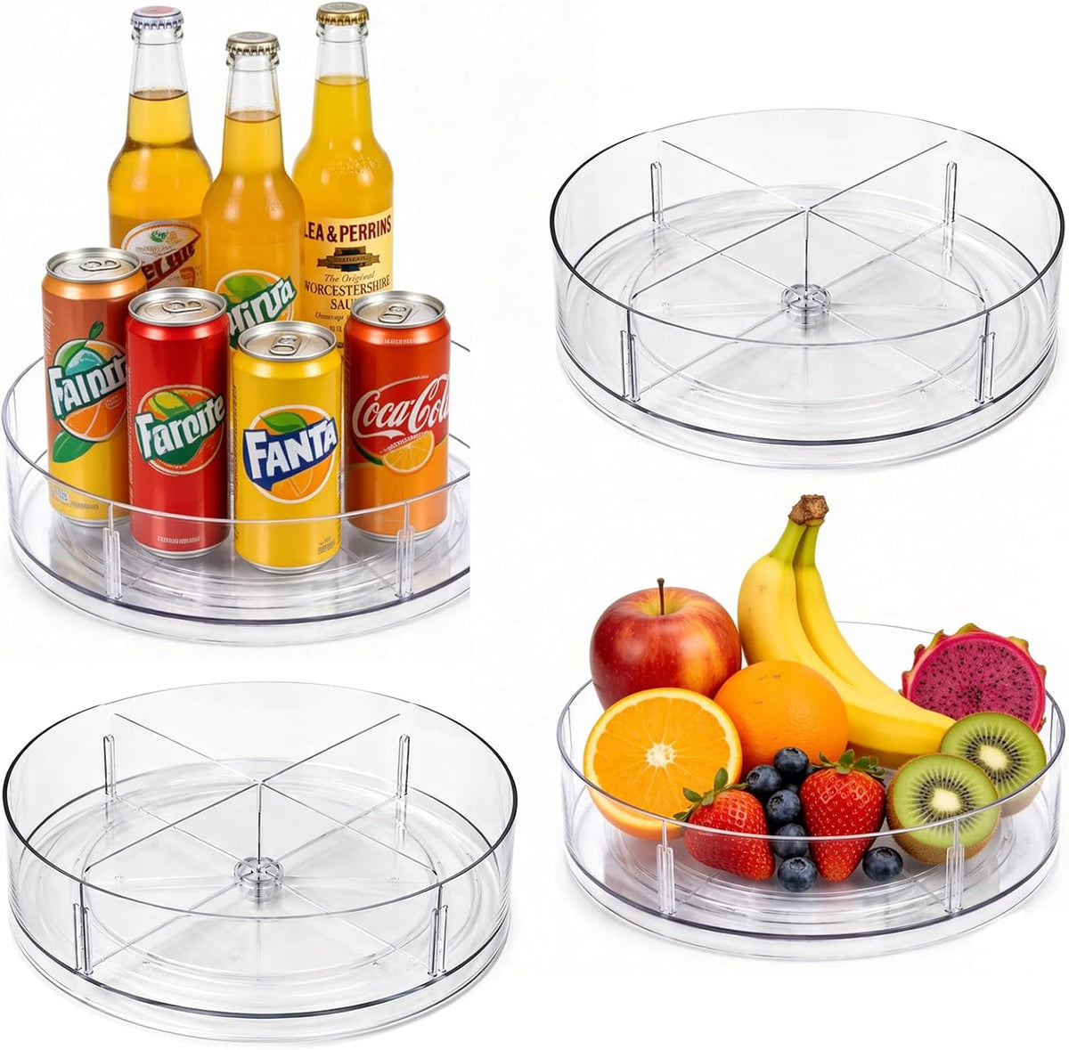 Lazy Susan Organizer, 10.5 Inch Turntable Organizer with Non-Skid Base, Lazy Susan Organizer for Cabinet, Kitchen Countertop, Pantry, Refrigerator and Bathroom Storage (11.5)