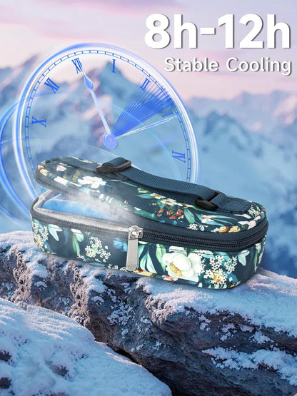 Insulin Vials Cooler Travel Case - TSA Approved Diabetic Med & peptide Vial Cooling Bag with Protective Ice Brick, Refrigerated Diabetes Supplies Organizer, Small Bottle Carrying Storage