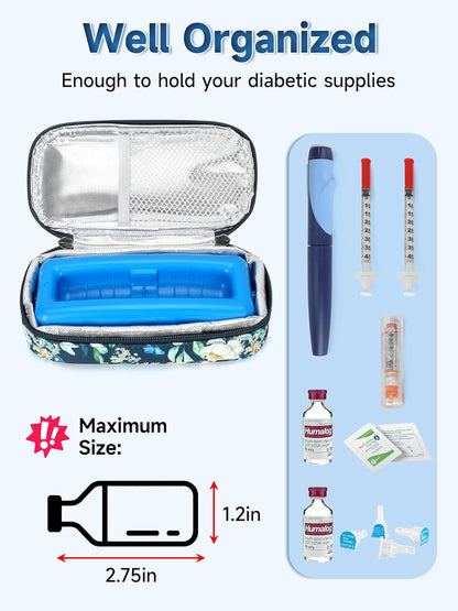 Insulin Vials Cooler Travel Case - TSA Approved Diabetic Med & peptide Vial Cooling Bag with Protective Ice Brick, Refrigerated Diabetes Supplies Organizer, Small Bottle Carrying Storage