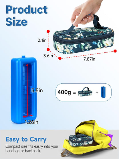 Insulin Vials Cooler Travel Case - TSA Approved Diabetic Med & peptide Vial Cooling Bag with Protective Ice Brick, Refrigerated Diabetes Supplies Organizer, Small Bottle Carrying Storage