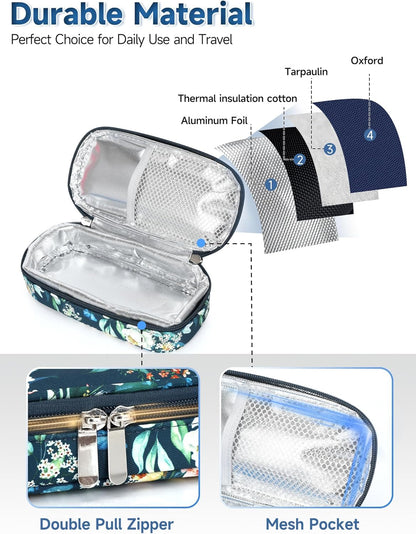 Insulin Vials Cooler Travel Case - TSA Approved Diabetic Med & peptide Vial Cooling Bag with Protective Ice Brick, Refrigerated Diabetes Supplies Organizer, Small Bottle Carrying Storage