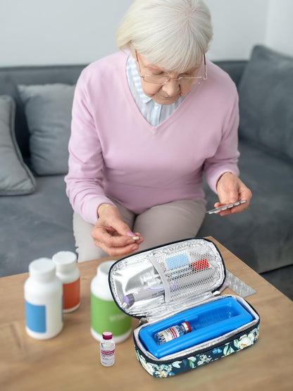 Insulin Vials Cooler Travel Case - TSA Approved Diabetic Med & peptide Vial Cooling Bag with Protective Ice Brick, Refrigerated Diabetes Supplies Organizer, Small Bottle Carrying Storage
