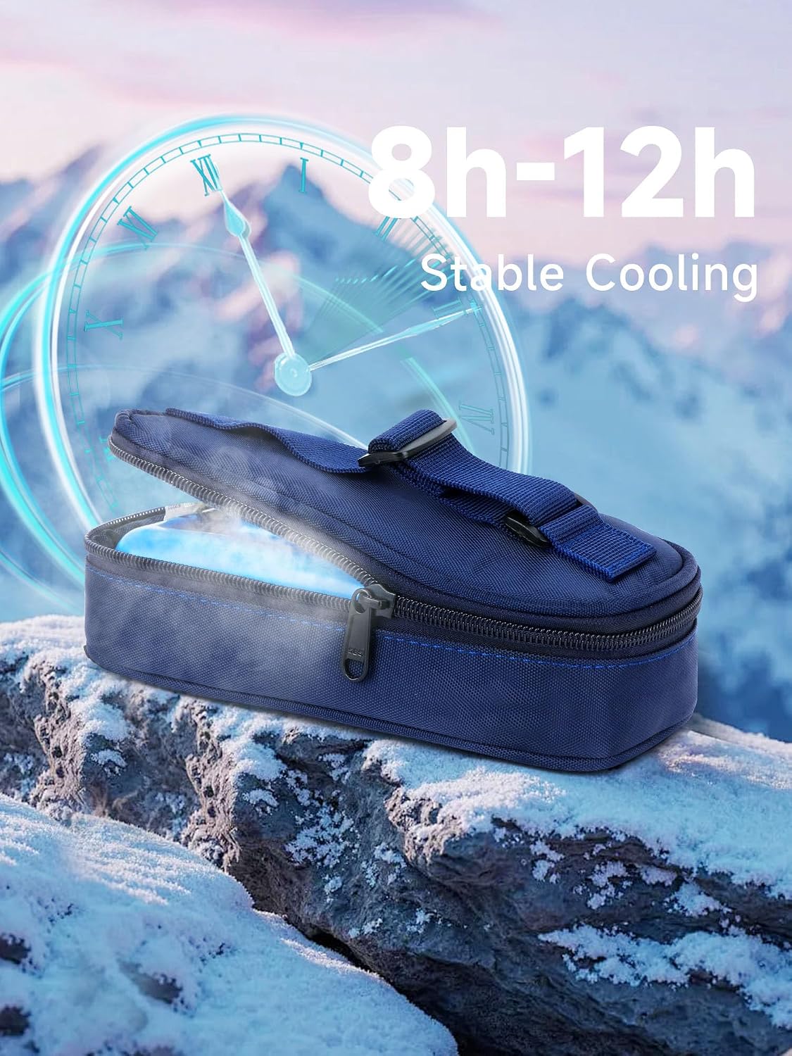 Insulin Vials Cooler Travel Case - TSA Approved Diabetic Med & peptide Vial Cooling Bag with Protective Ice Brick, Refrigerated Diabetes Supplies Organizer, Small Bottle Carrying Storage