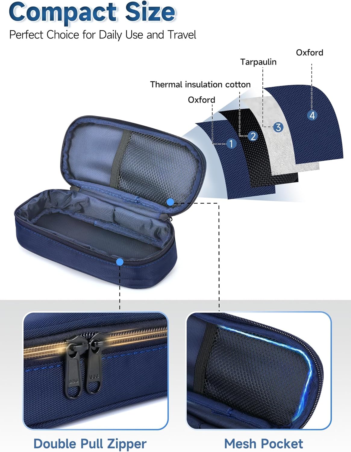 Insulin Vials Cooler Travel Case - TSA Approved Diabetic Med & peptide Vial Cooling Bag with Protective Ice Brick, Refrigerated Diabetes Supplies Organizer, Small Bottle Carrying Storage