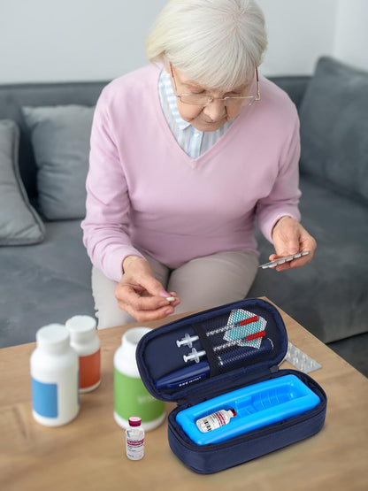 Insulin Vials Cooler Travel Case - TSA Approved Diabetic Med & peptide Vial Cooling Bag with Protective Ice Brick, Refrigerated Diabetes Supplies Organizer, Small Bottle Carrying Storage