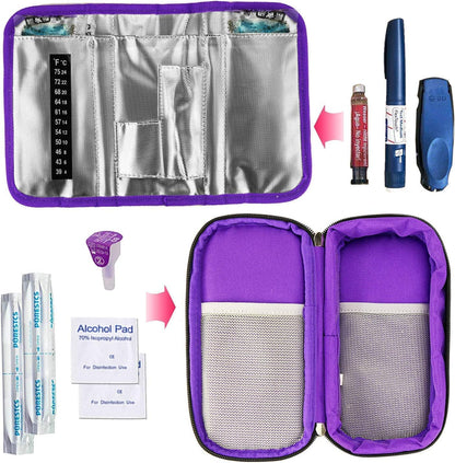 Insulin Vials Cooler Travel Case - TSA Approved Diabetic Med & peptide Vial Cooling Bag with Protective Ice Brick, Refrigerated Diabetes Supplies Organizer, Small Bottle Carrying Storage