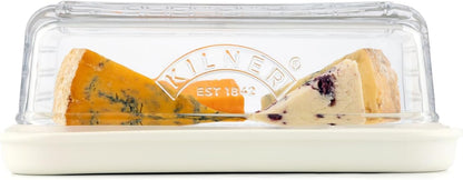 Cheese Store Airtight Cheese Storage, Removable Silicone Seal for Breathable Storage, Ceramic Serving Base, Dishwasher Safe Glass Lid, 8.5cm x