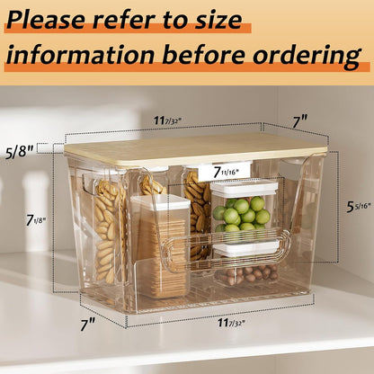 2 Set Pantry Organizers and Storage, Trash Bag Holder Under Sink Organizer for 4-13 Gal Bags, Trash Bag Dispenser with Bamboo Top for Onion, Potato, Garlic, Clear (11-7/32"L*7" W*7-1/8"H)