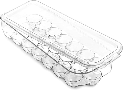 Plastic Egg Container for Refrigerator - Clear, 21 Count, Sturdy, Durable