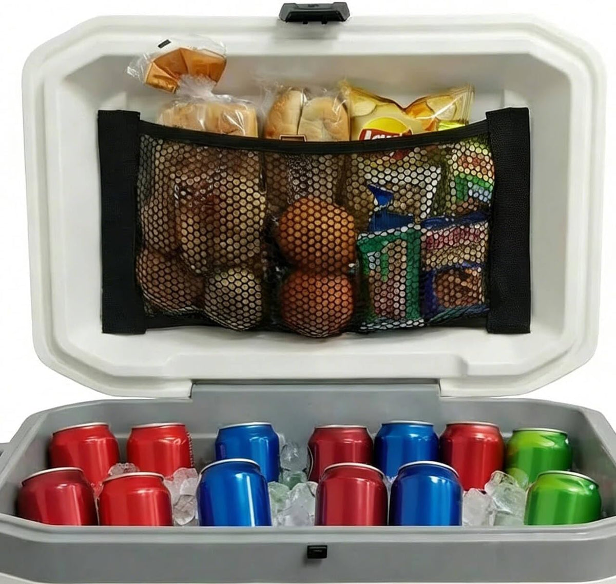 Cooler Net for Dry Storage & Organization - Compatible with YETI, RTIC, Ninja, Igloo, Coleman Hard Coolers - Ideal for Camping, Hiking, Fishing