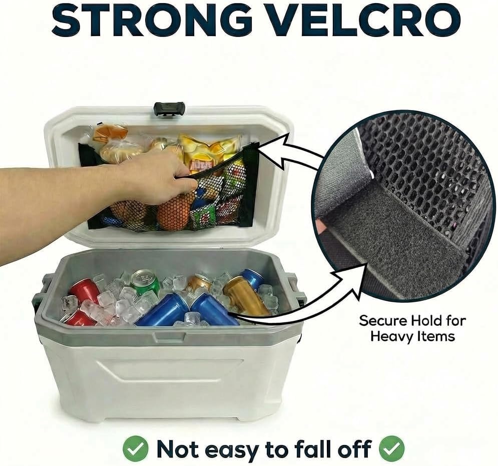 Cooler Net for Dry Storage & Organization - Compatible with YETI, RTIC, Ninja, Igloo, Coleman Hard Coolers - Ideal for Camping, Hiking, Fishing