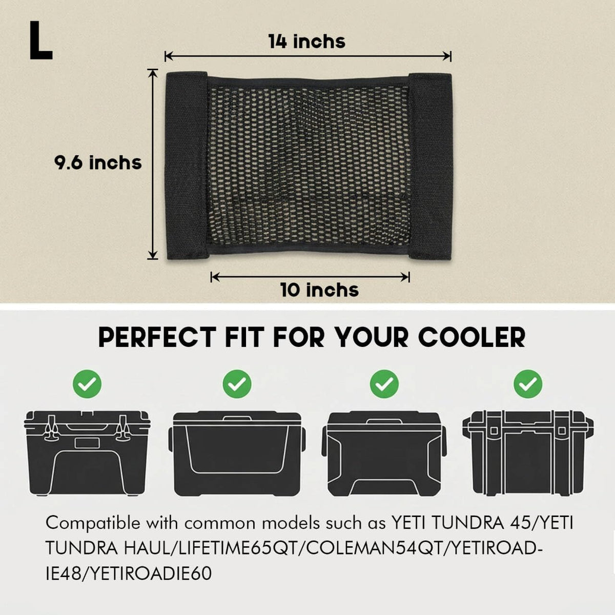 Cooler Net for Dry Storage & Organization - Compatible with YETI, RTIC, Ninja, Igloo, Coleman Hard Coolers - Ideal for Camping, Hiking, Fishing