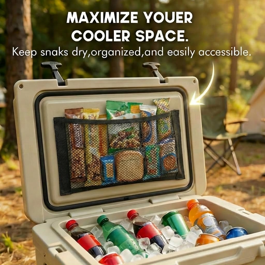 Cooler Net for Dry Storage & Organization - Compatible with YETI, RTIC, Ninja, Igloo, Coleman Hard Coolers - Ideal for Camping, Hiking, Fishing
